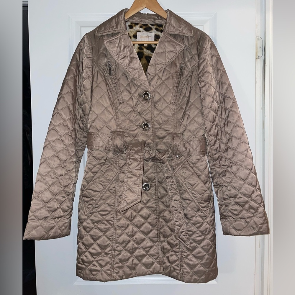 Quilted Trench Coat Beige Woman